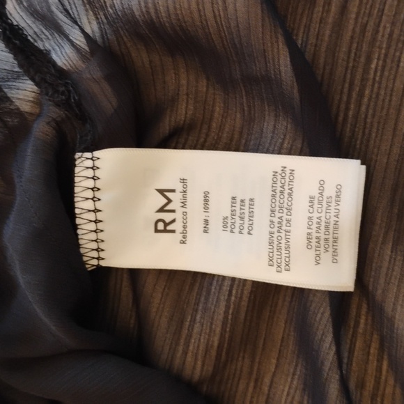 Rebecca Minkoff's Sheer black shirt with small diagonal folds. Size Small - Picture 8 of 11